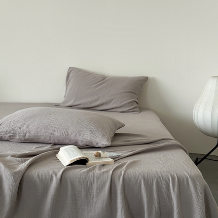 山舍家居 2024新款纯色全棉双层皱皱纱单品系列--单床单 雅灰