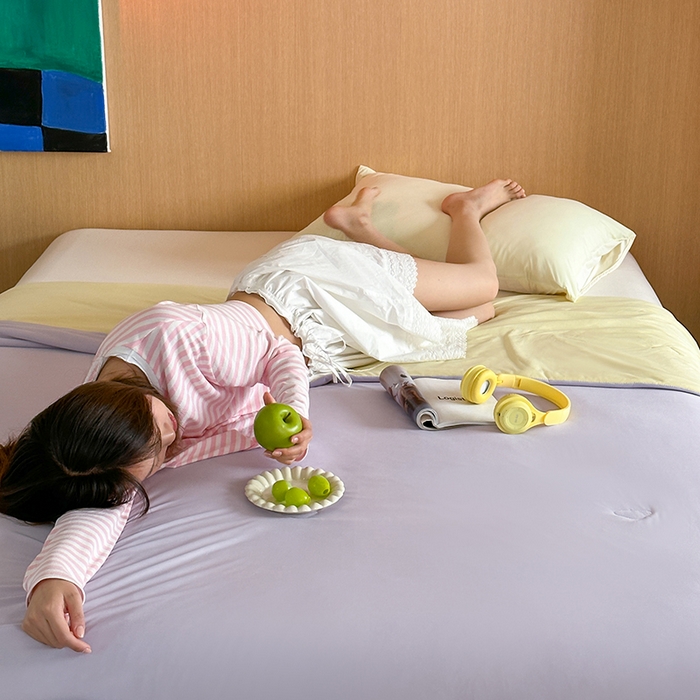 91家纺网 家纺一手货源 找家纺 昔可家纺 2024新款冰淇淋瓜瓜夏凉被 奶芋色