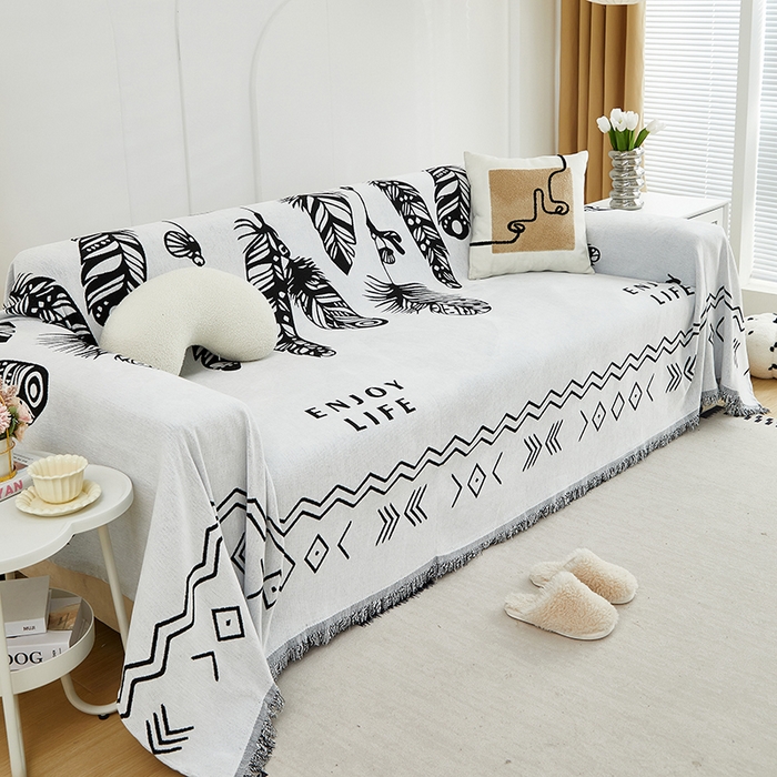 91家纺网 家纺一手货源 找家纺 共鸣沙发套 2024新款雪尼尔提花系列沙发巾 屿森