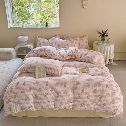 91家纺网 家纺一手货源 找家纺 （总）贝扬思家纺 2024新款水洗皱皱纱简约款四件套-系列二