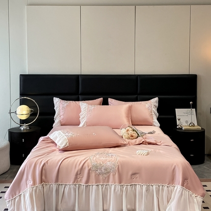 伊人居 2024新款蕾丝款夏被四件套-梦娜系列 梦娜-珍珠粉