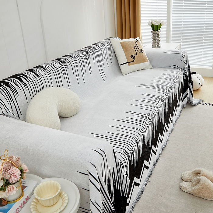 91家纺网 家纺一手货源 找家纺 共鸣沙发套 2024新款雪尼尔提花系列沙发巾 线条