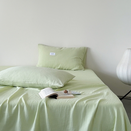 91家纺网 家纺一手货源 找家纺 （总）山舍家居 2024新款纯色全棉双层皱皱纱单品系列--单床单