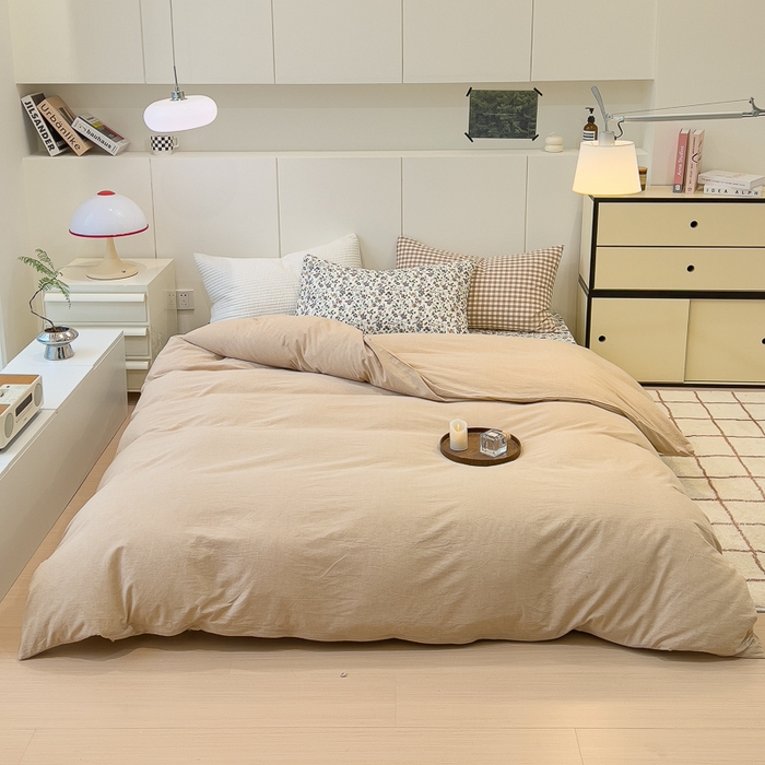 91家纺网 家纺一手货源 找家纺 感遇家纺 2024新款水洗棉混搭印花四件套 春锦