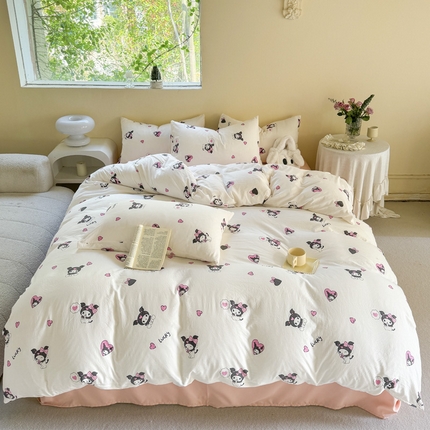 91家纺网 家纺一手货源 找家纺 （总）贝扬思家纺 2024新款水洗皱皱纱简约款四件套-系列二