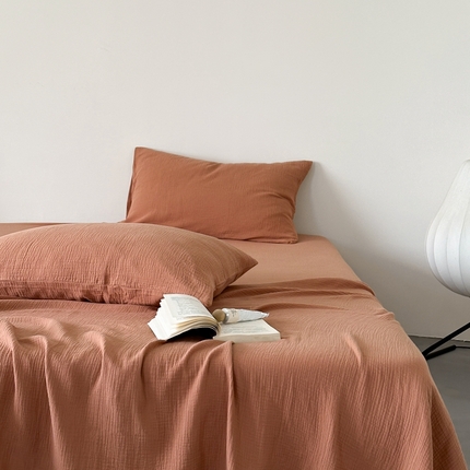 91家纺网 家纺一手货源 找家纺 （总）山舍家居 2024新款纯色全棉双层皱皱纱单品系列--单床单