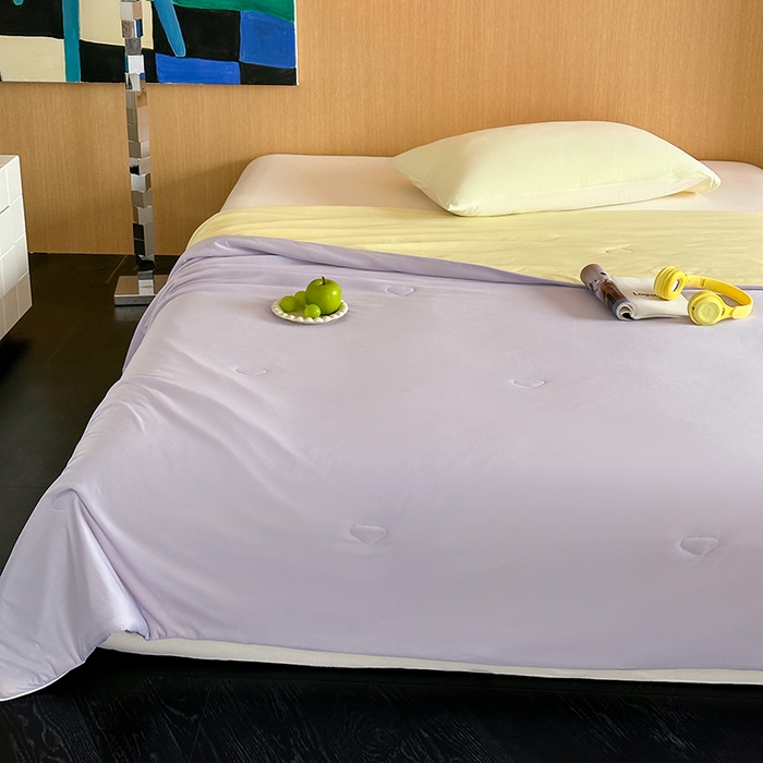 91家纺网 家纺一手货源 找家纺 昔可家纺 2024新款冰淇淋瓜瓜夏凉被 奶芋色