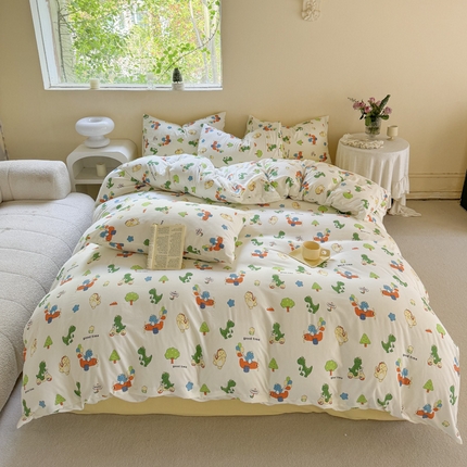 91家纺网 家纺一手货源 找家纺 （总）贝扬思家纺 2024新款水洗皱皱纱简约款四件套-系列二