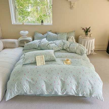 91家纺网 家纺一手货源 找家纺 （总）贝扬思家纺 2024新款水洗皱皱纱简约款四件套-系列二