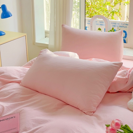 艾特你  2024新款A类水洗棉单枕套系列 粉色
