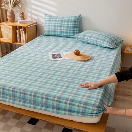 萌飞 2024新款A类色织水洗棉床笠 星空绿