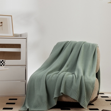 暖绵绵家纺 2025新款全棉针织纯色毯子毛毯-艾悦 苹果绿
