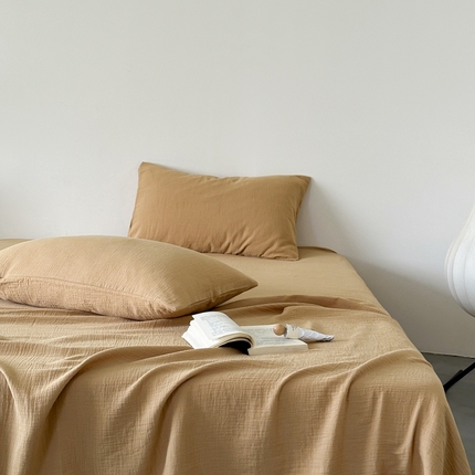 91家纺网 家纺一手货源 找家纺 （总）山舍家居 2024新款纯色全棉双层皱皱纱单品系列--单床单