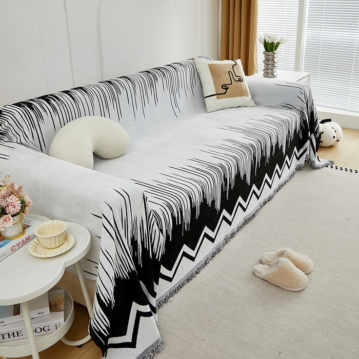 91家纺网 家纺一手货源 找家纺 共鸣沙发套 2024新款雪尼尔提花系列沙发巾 线条