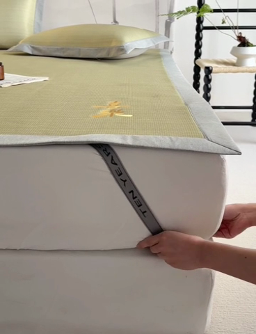 91家纺网 家纺一手货源 找家纺 时年家纺 2024新款喜乐刺绣冰藤席 喜乐米