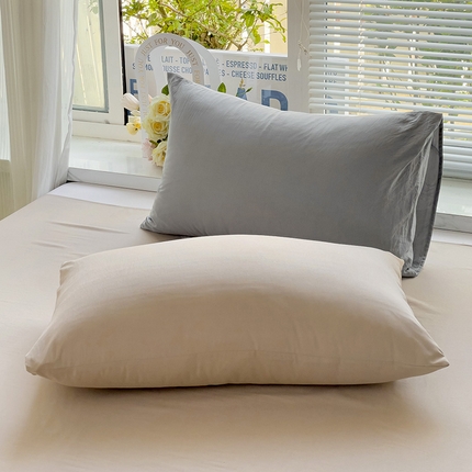91家纺网 家纺一手货源 找家纺 艾特你  2024新款A类水洗棉单枕套系列 混搭-浅灰浅驼