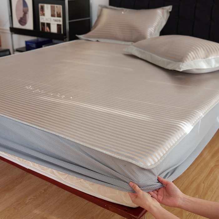 91家纺网 家纺一手货源 找家纺 时年家纺 2024新款wish笑脸冰丝凉席 wish 咖