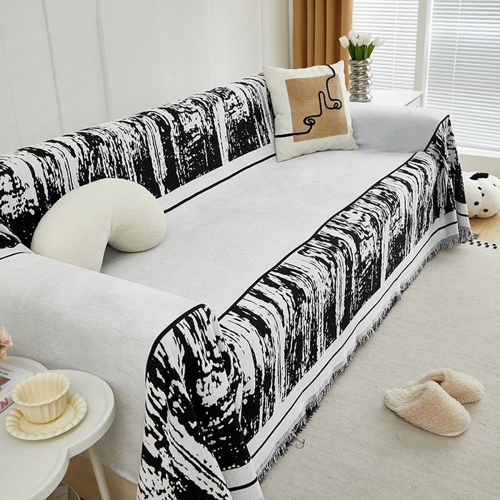 91家纺网 家纺一手货源 找家纺 共鸣沙发套 2024新款雪尼尔提花系列沙发巾 涟漪