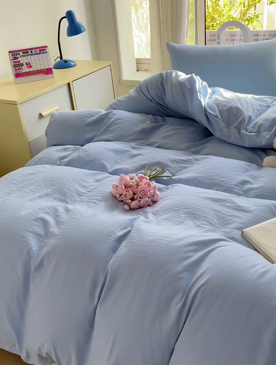 91家纺网 家纺一手货源 找家纺 森璐家纺 2024新款1ins风水洗棉四件套纯色四件套混搭素色四件套（二） 混搭-浅蓝藻绿