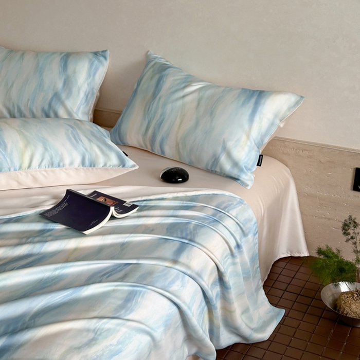 91家纺网 家纺一手货源 找家纺 圆岛家纺2024新款60S数码印花四件套 水之物语