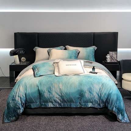 91家纺网 家纺一手货源 找家纺 （总）若未家居 2025新款超细旦天丝棉数码印花四件套-马尔代夫