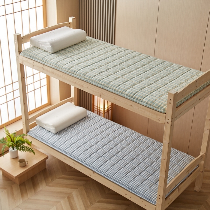 91家纺网 家纺一手货源 找家纺 祁恋婷家居 2024新款全棉水洗棉棉花床褥床垫【床垫遮盖物】系列-学生款 绿小格