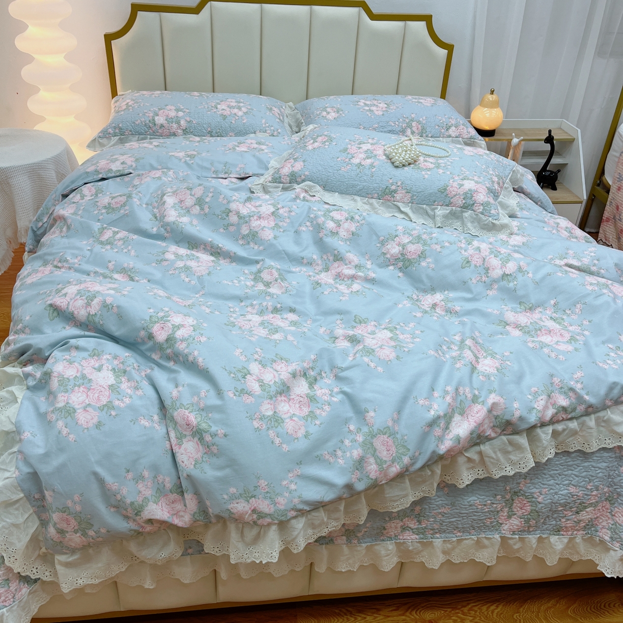 91家纺网 家纺一手货源 找家纺 暖居 2024新款砂洗棉花被套全棉床盖四件套绗缝夹棉纯棉床盖三件套 苏里南