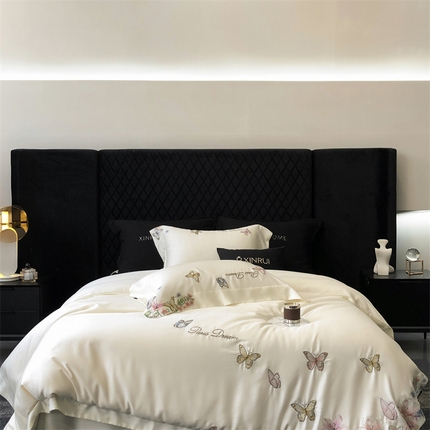 91家纺网 家纺一手货源 找家纺 （总）馨蕊家居 2024新款80SLF奥地利兰精天丝四件套-蝶舞花间