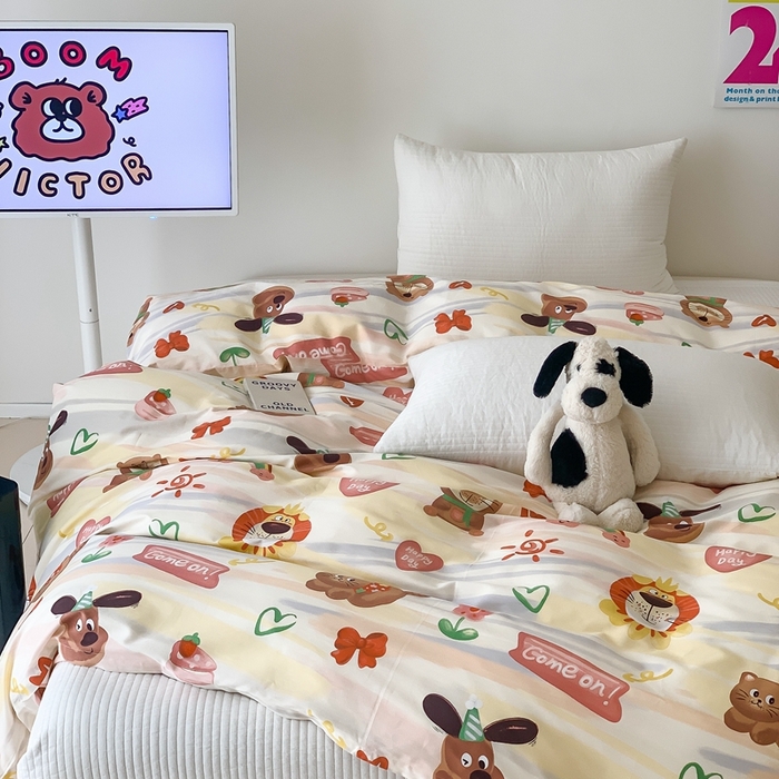 91家纺网 家纺一手货源 找家纺 （总）窝米 2024新款韩国设计师卡通手绘单品被套系列