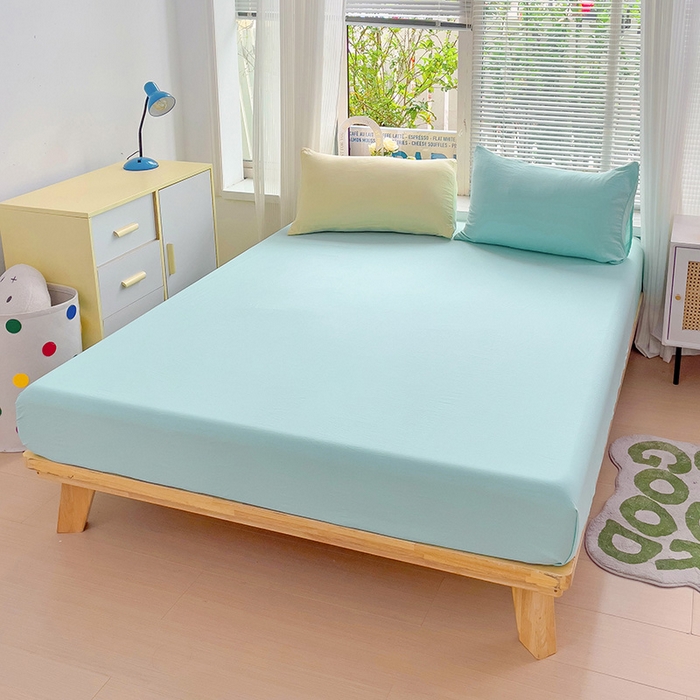 91家纺网 家纺一手货源 找家纺 森璐家纺2024新款1水洗棉单床笠系列  混搭-黄水绿