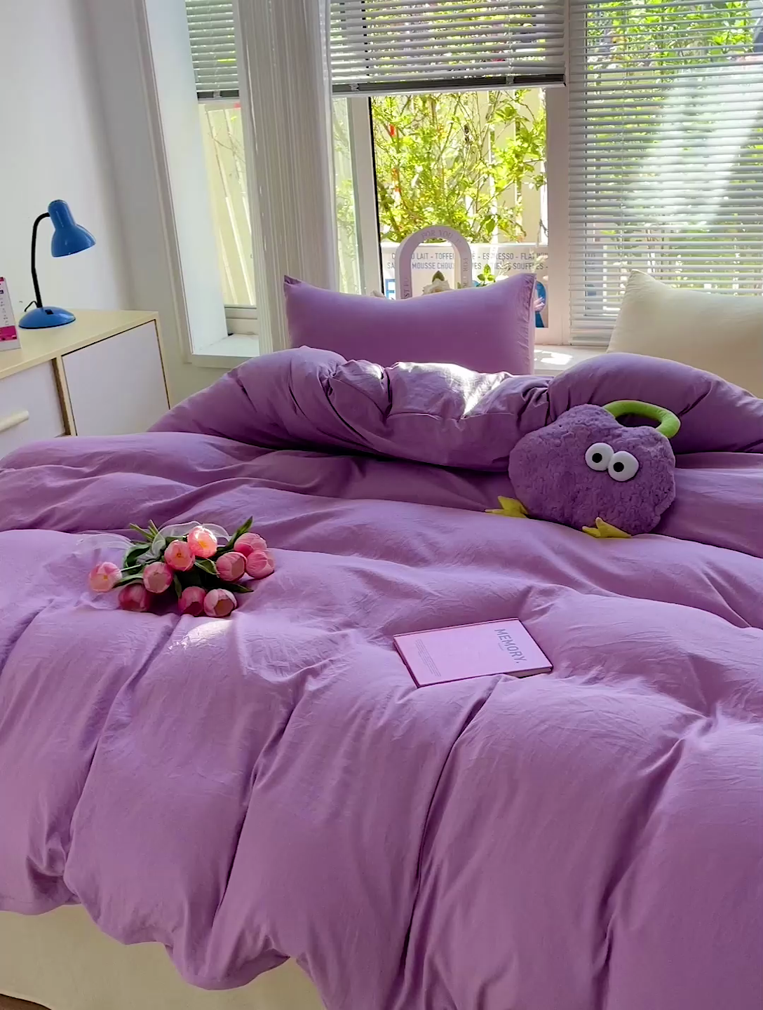 91家纺网 家纺一手货源 找家纺 森璐家纺 2024新款1ins风水洗棉四件套纯色四件套混搭素色四件套（二） 混搭-紫黄