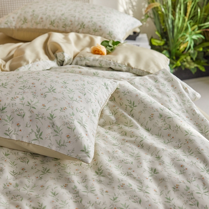 91家纺网 家纺一手货源 找家纺 时年家纺 2024春夏新品莱赛尔天丝印花四件套 漫语佳人