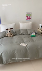 91家纺网 家纺一手货源 找家纺 窝米 2024新款韩国设计师卡通手绘单品被套系列 莫妮绿