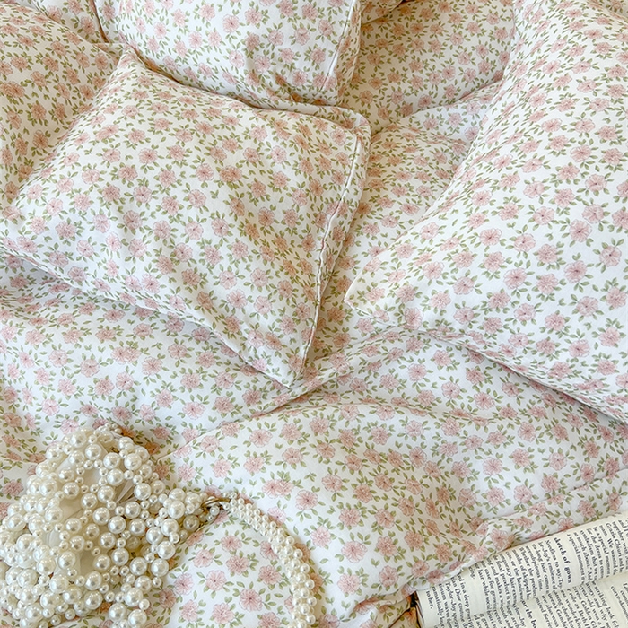 91家纺网 家纺一手货源 找家纺 麒豆豆 2024新款全棉双层纱四件套樱花-粉