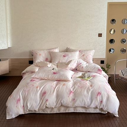 圆岛家纺2024新款60S数码印花四件套 玫瑰琉璃