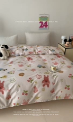 91家纺网 家纺一手货源 找家纺 窝米 2024新款韩国设计师卡通手绘单品被套系列 兔斯汉堡