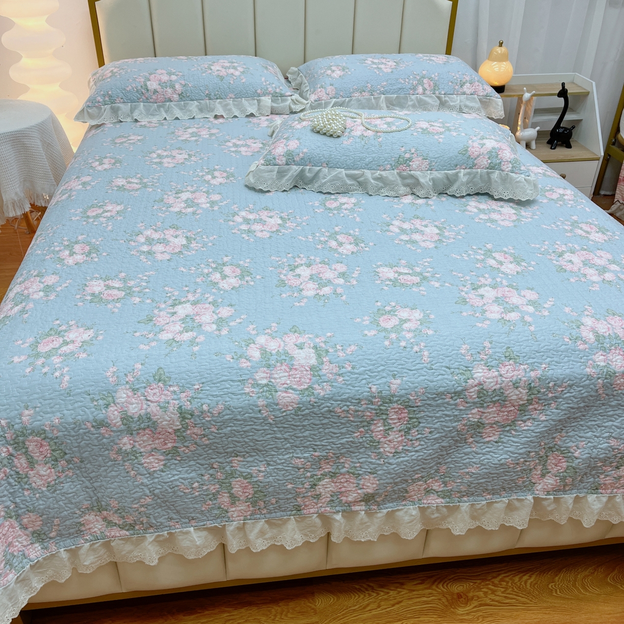 91家纺网 家纺一手货源 找家纺 暖居 2024新款砂洗棉花被套全棉床盖四件套绗缝夹棉纯棉床盖三件套 苏里南