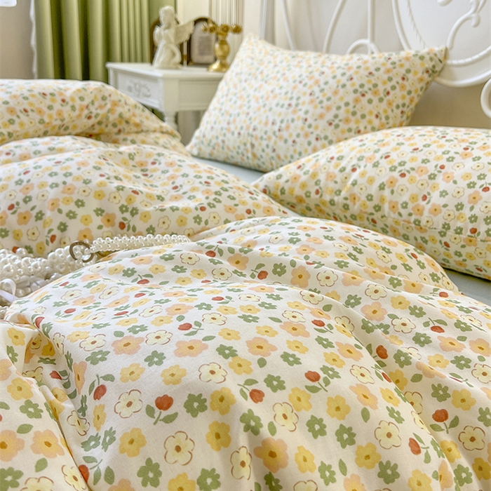 91家纺网 家纺一手货源 找家纺 麒豆豆 2024新款全棉双层纱四件套花蔓