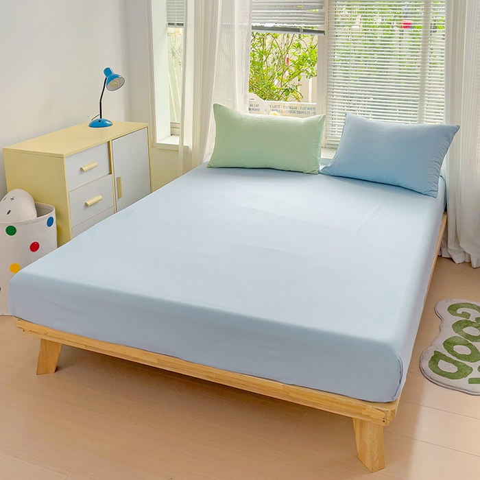 91家纺网 家纺一手货源 找家纺 森璐家纺2024新款1水洗棉单床笠系列  混搭-藻绿浅蓝