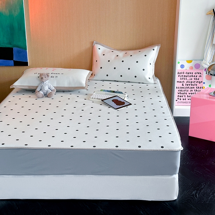 91家纺网 家纺一手货源 找家纺 昔可家纺 2024床笠款冰藤席波点大版枕套系列 白波点