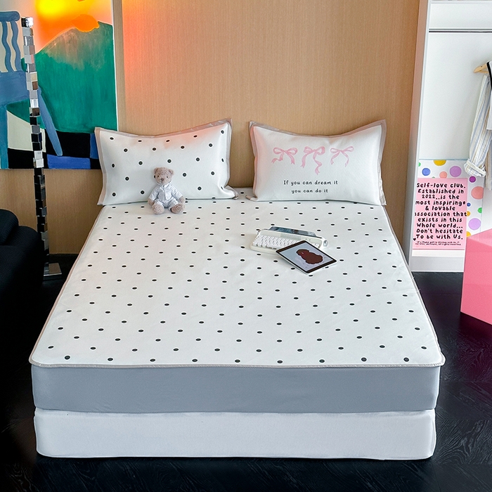 91家纺网 家纺一手货源 找家纺 昔可家纺 2024床笠款冰藤席波点大版枕套系列 白波点