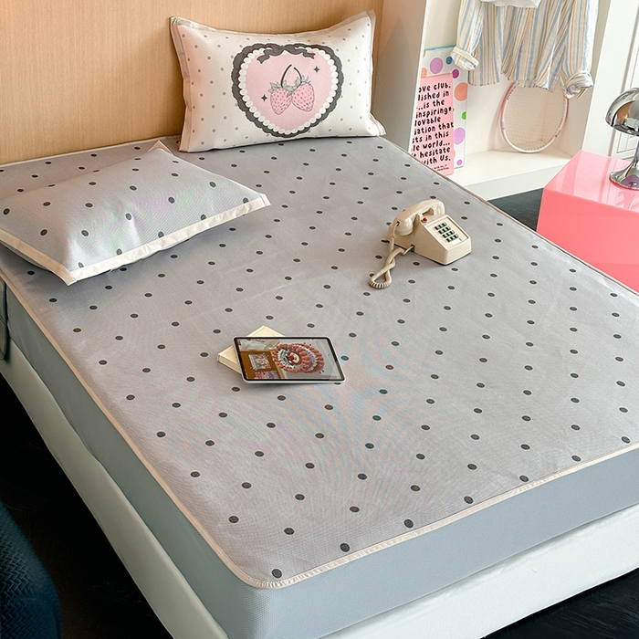 91家纺网 家纺一手货源 找家纺 昔可家纺 2024床笠款冰藤席波点大版枕套系列 灰波点