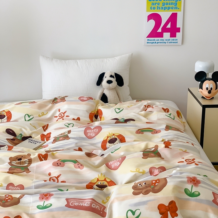 91家纺网 家纺一手货源 找家纺 （总）窝米 2024新款韩国设计师卡通手绘单品被套系列