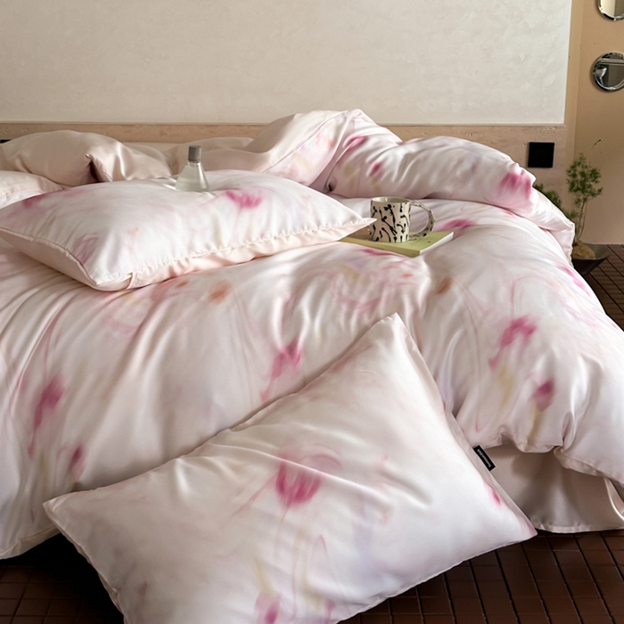 91家纺网 家纺一手货源 找家纺 圆岛家纺2024新款60S数码印花四件套 玫瑰琉璃