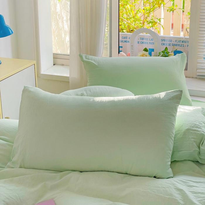 91家纺网 家纺一手货源 找家纺 森璐家纺 2024新款1ins风水洗棉四件套纯色四件套混搭素色四件套（二） 藻绿色