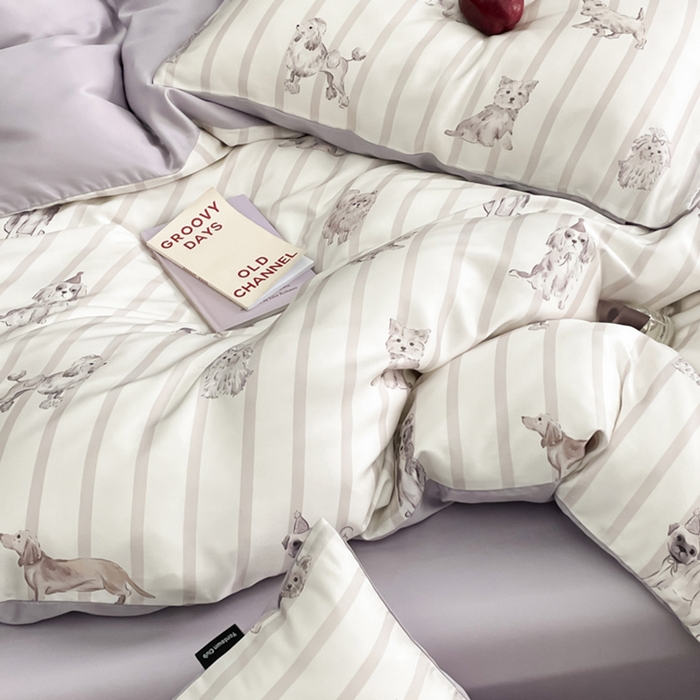 91家纺网 家纺一手货源 找家纺 圆岛家纺2024新款60S数码印花四件套 犬芽