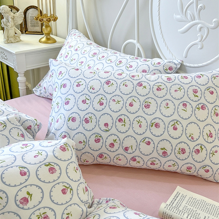 91家纺网 家纺一手货源 找家纺 麒豆豆 2024新款全棉双层纱四件套花千朵