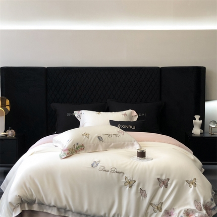 馨蕊家居 2024新款80SLF奥地利兰精天丝四件套-蝶舞花间 蝶舞花间-粉白