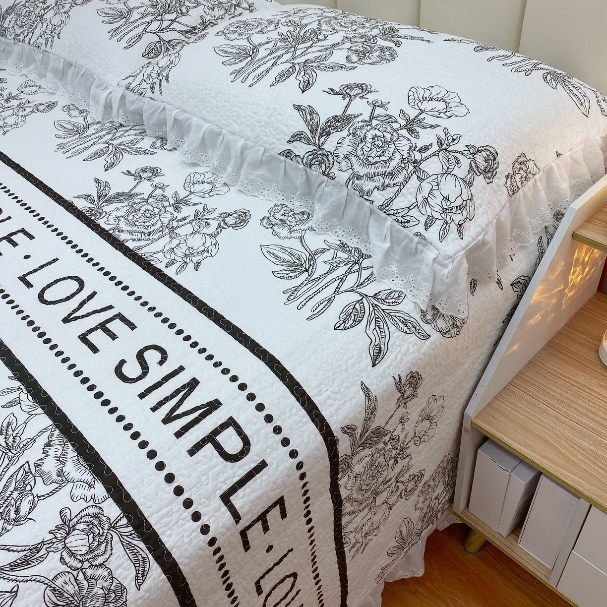 91家纺网 家纺一手货源 找家纺 暖居 2024新款砂洗棉花被套全棉床盖四件套绗缝夹棉纯棉床盖三件套 晨暮间