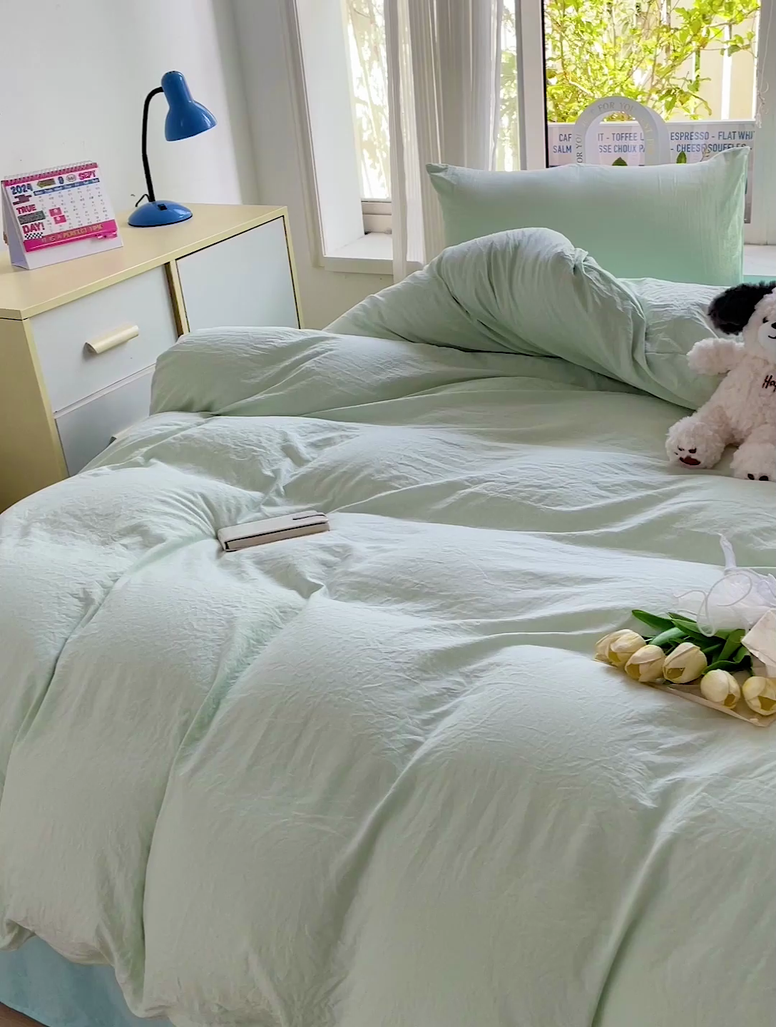 91家纺网 家纺一手货源 找家纺 森璐家纺 2024新款1ins风水洗棉四件套纯色四件套混搭素色四件套（二） 混搭-藻绿水绿